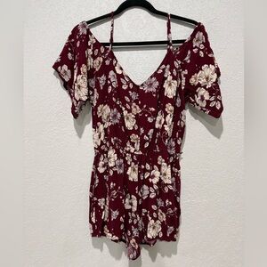 Forever 21 Burgundy Floral Romper
